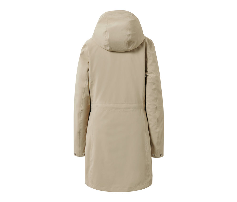 Rückansicht eines grauen 3-in-1-Outdoormantels.