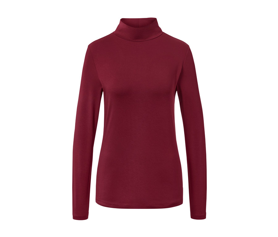 Rotes Shirt mit Stehkragen.