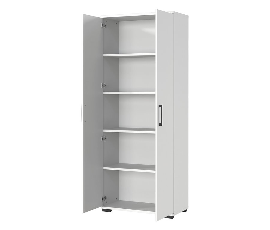 Geöffneter, hellgrauer Aktenschrank "Profi" groß mit Regalen.