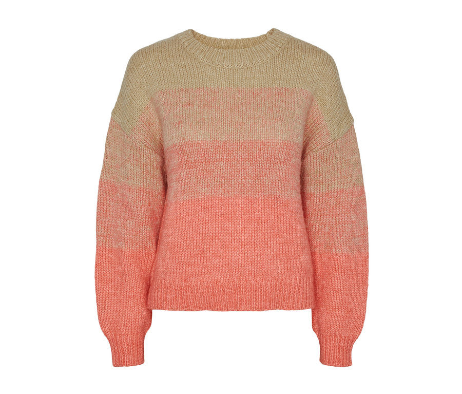 Grobstrick-Pullover mit Farbverlauf.