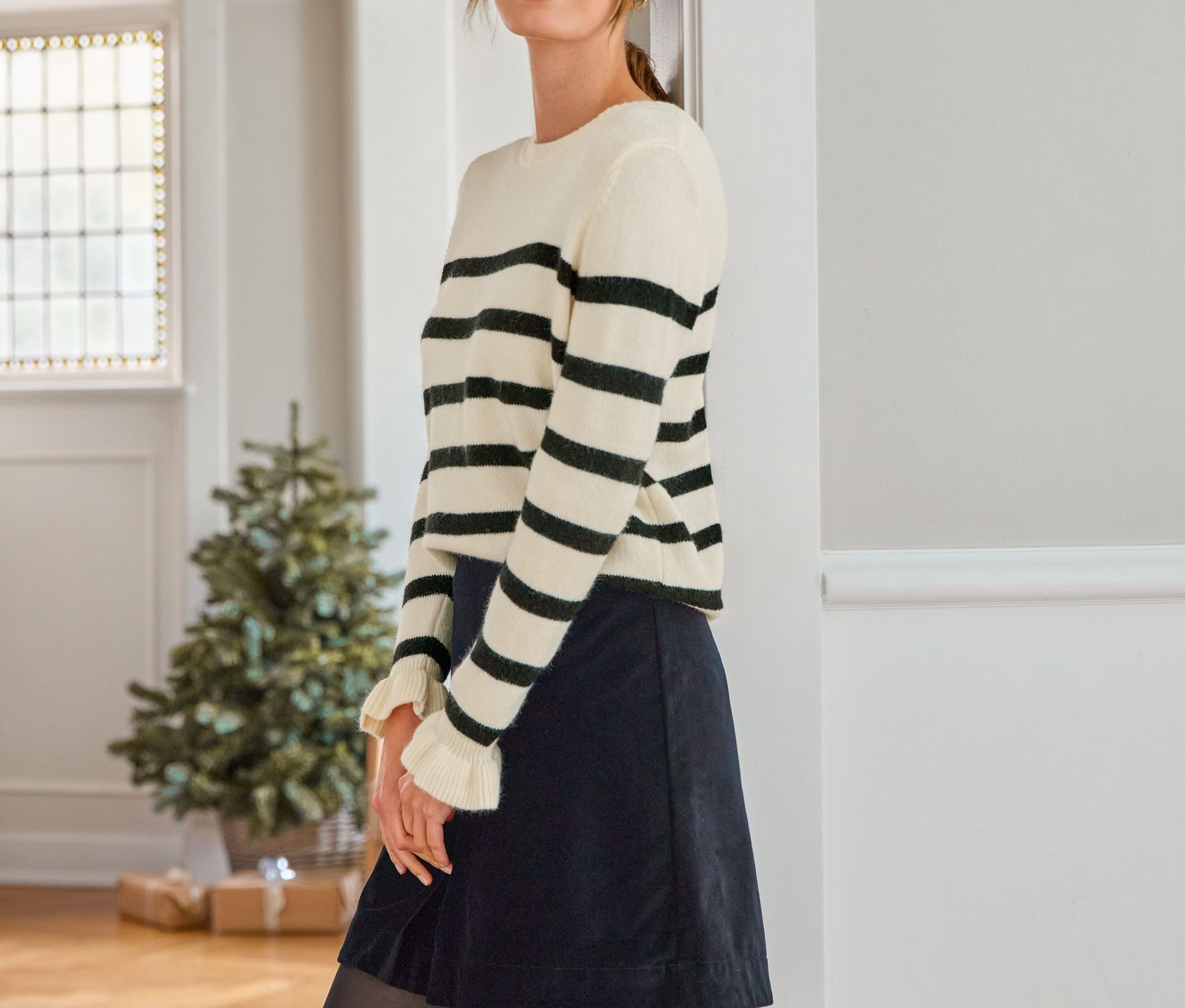 Thumbnail - Tchibo - Strickpullover mit Rüschendetail - Damen - Gr. XL - creme
