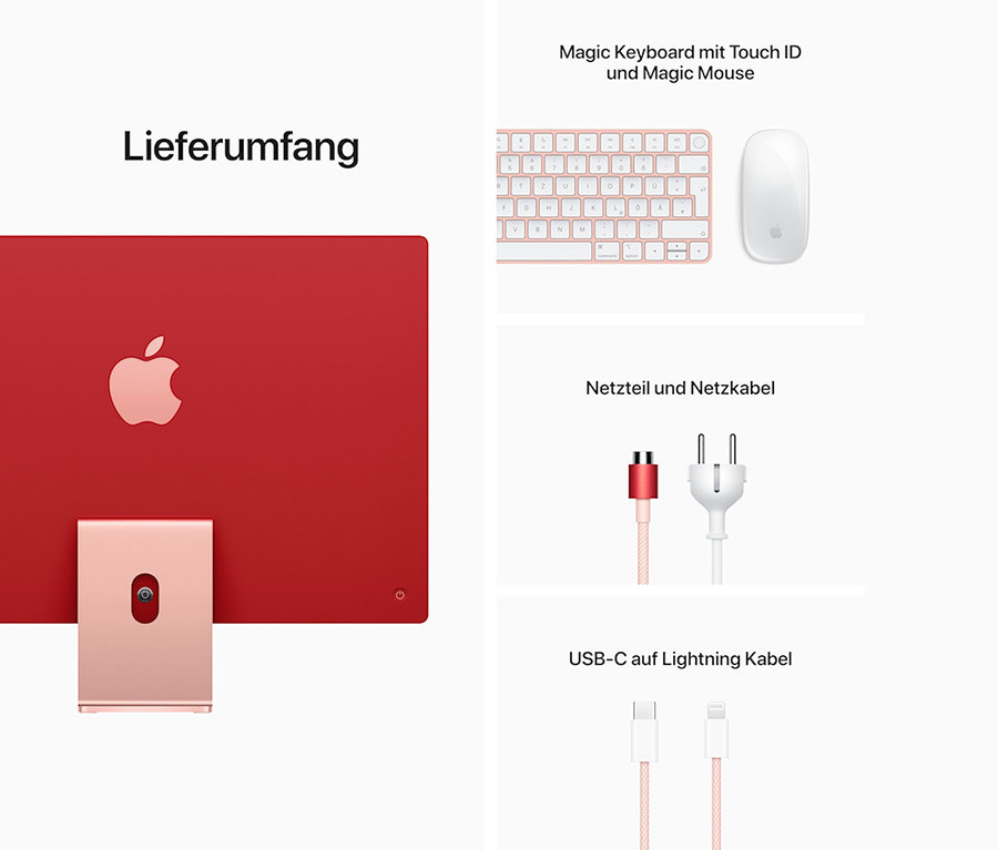 Lieferumfang: Rückseite des rosa Apple »iMac 24