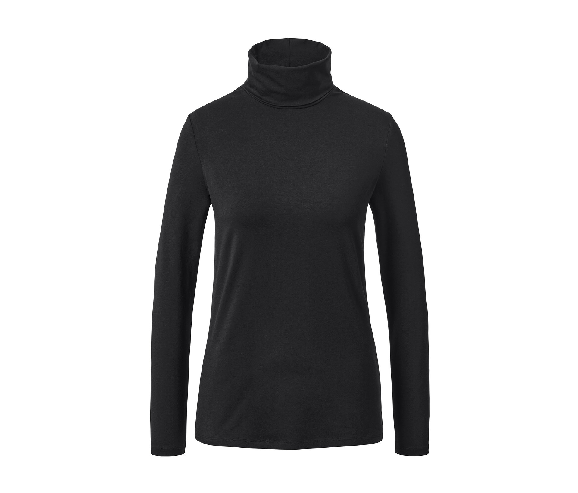 Rollkragenshirt - Damen - Gr. XL - schwarz - schwarz