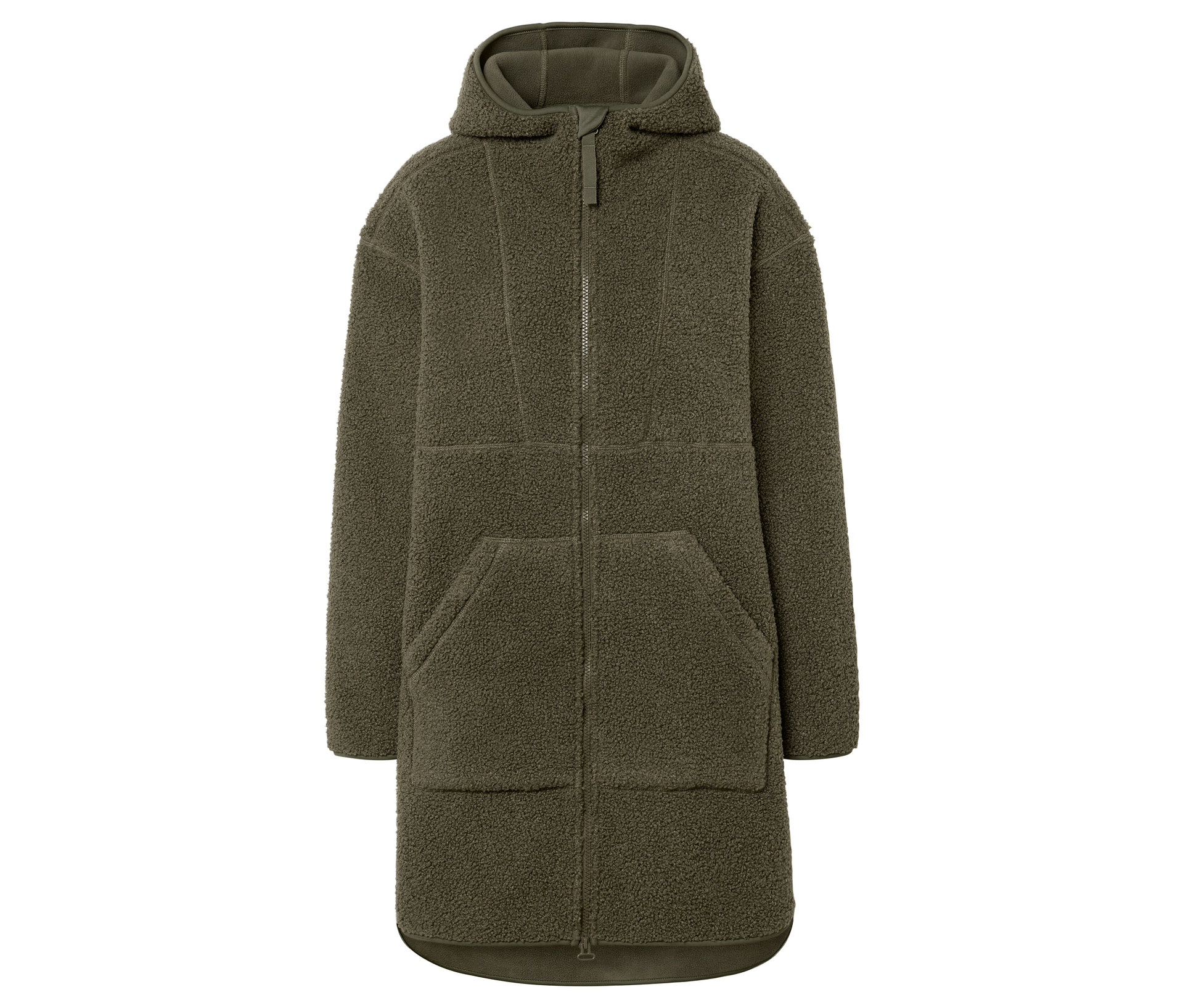 Oversized Teddy-Mantel - Damen - Gr. XS - khaki - khaki
