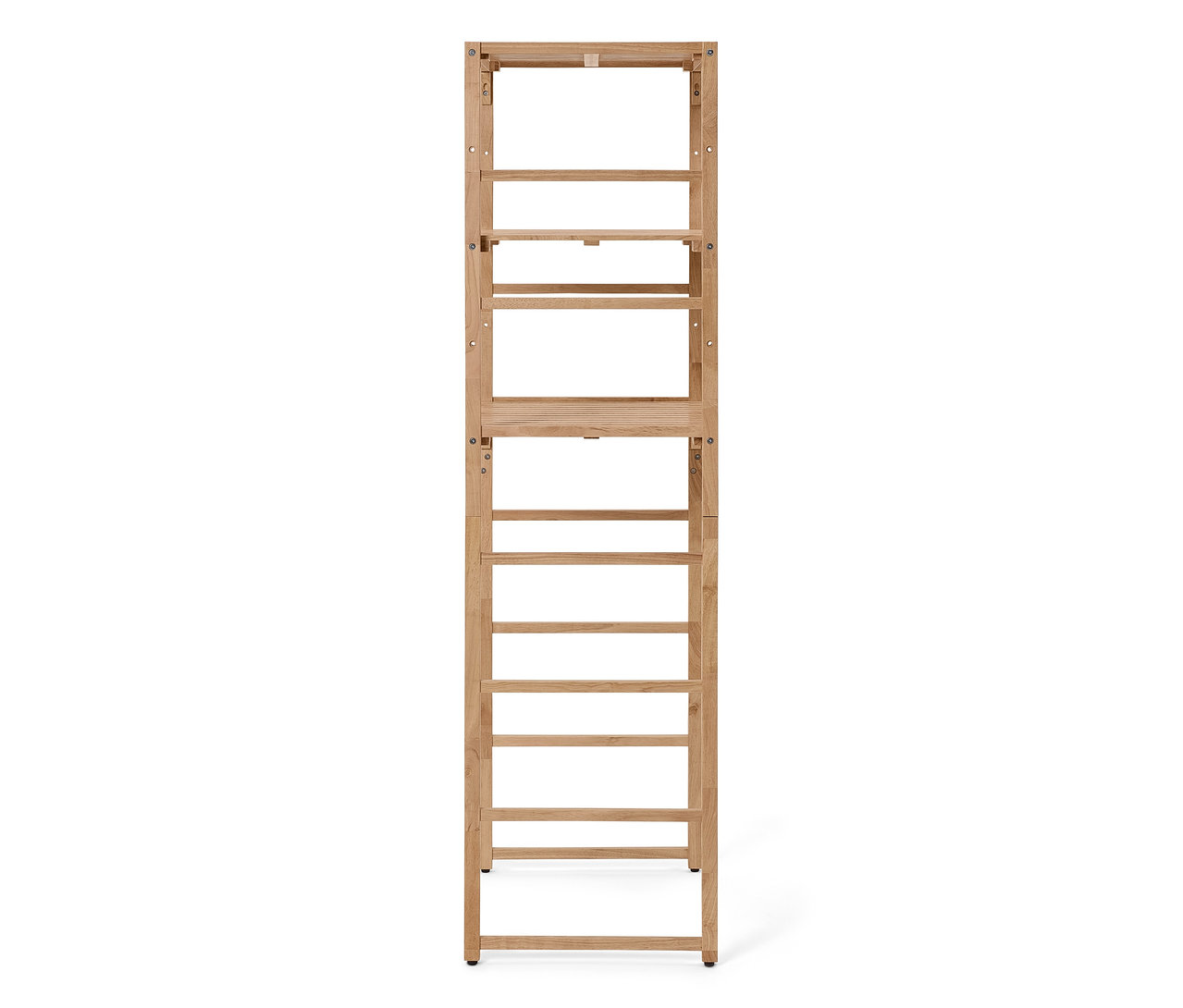Leiterregal aus hellem Holz mit vier Regalböden und Leiterrahmen.