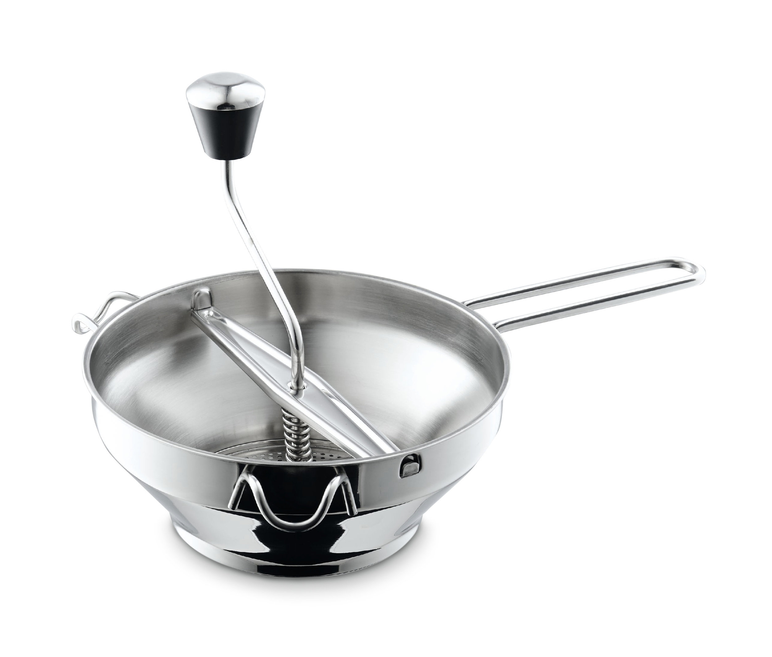 Eine Passiermühle aus Edelstahl.