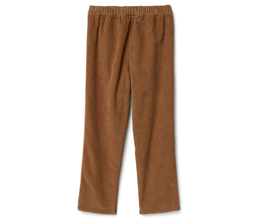 Braune Cordhose mit elastischem Bund.