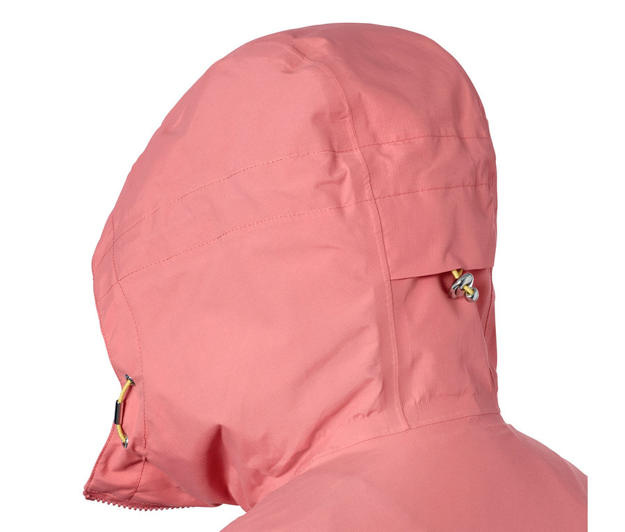 Detailansicht der Kapuze einer Funktions-Outdoorjacke.