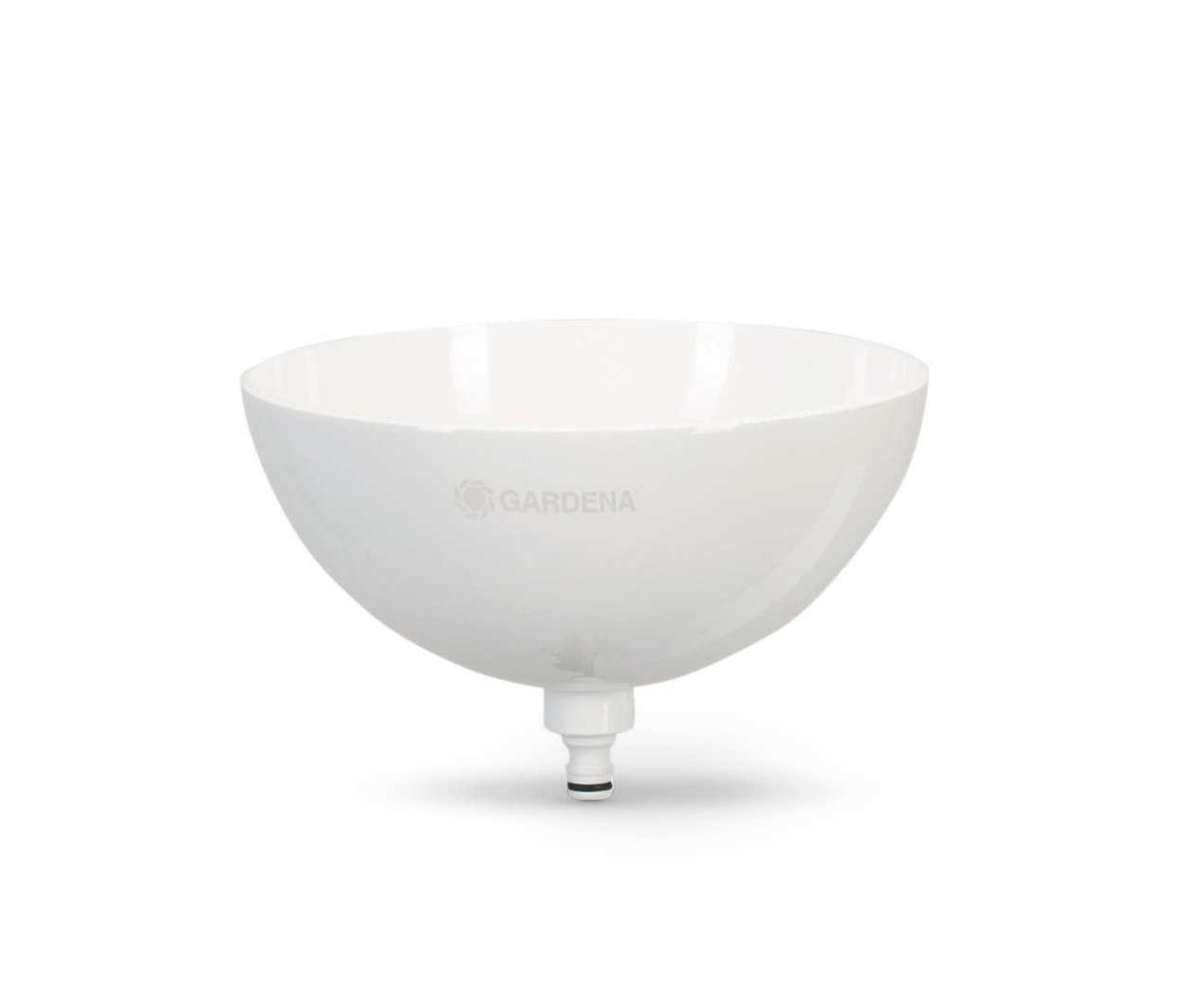 Eine weiße GARDENA Pflanzschale »ClickUp!« vor einem weißen Hintergrund.