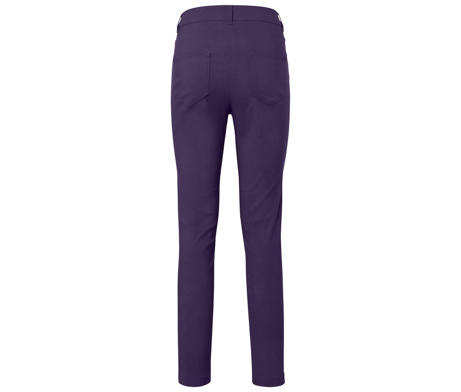 Rückansicht einer violetten Hose.