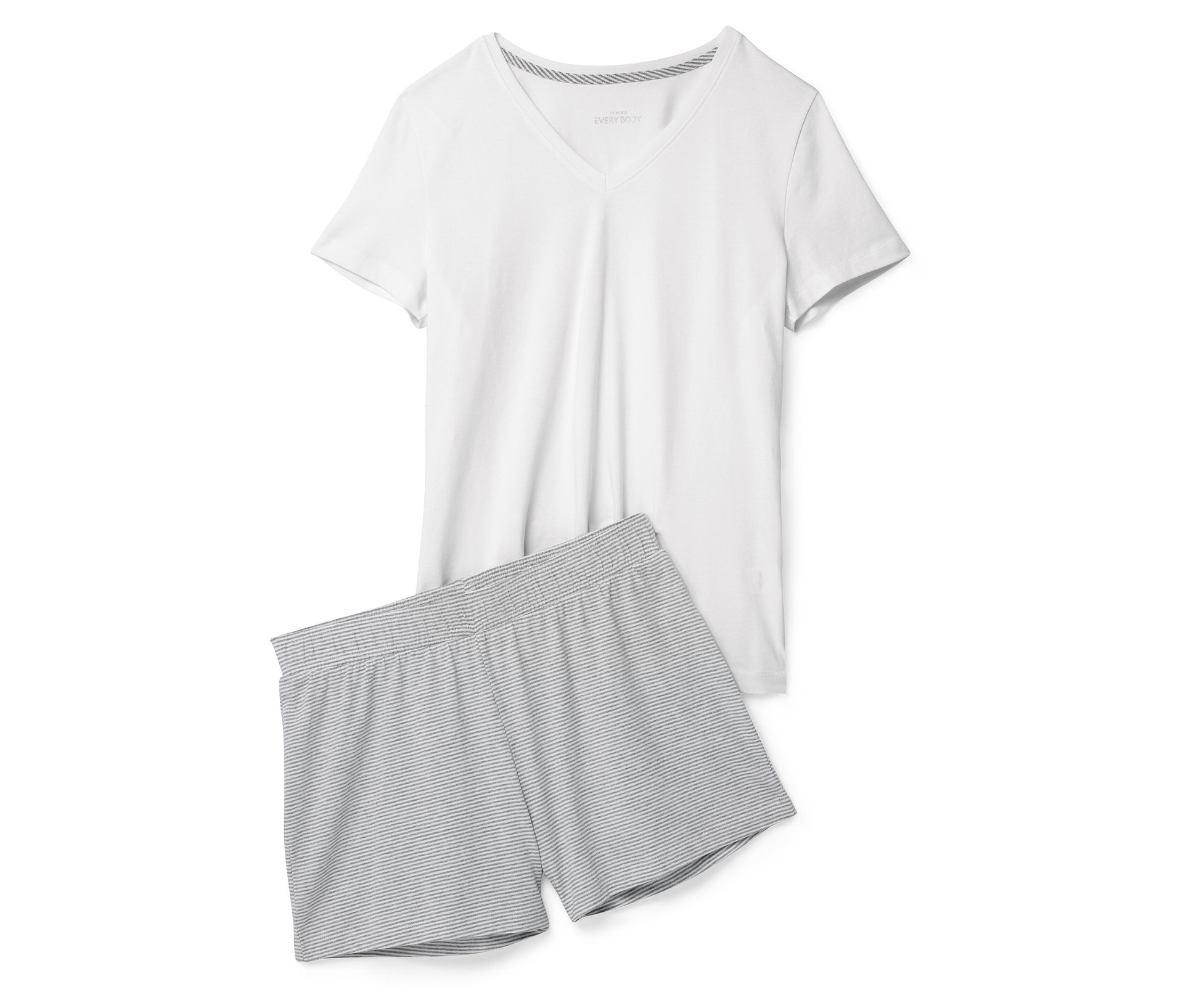 Shorty-Pyjama - Damen - Gr. XL - weiß/gestreift - weiß