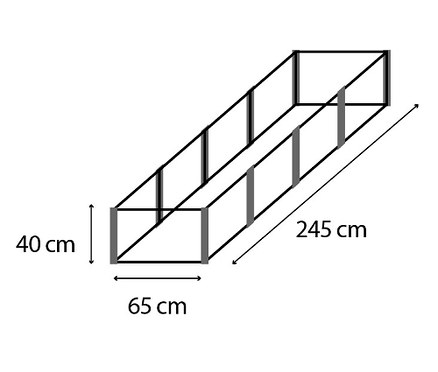 Illustration eines Vitavia Hochbeets 401 mit erhöhter Arbeitsfläche, L.