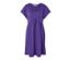 Lila Jerseykleid mit kurzen Ärmeln und V-Ausschnitt.