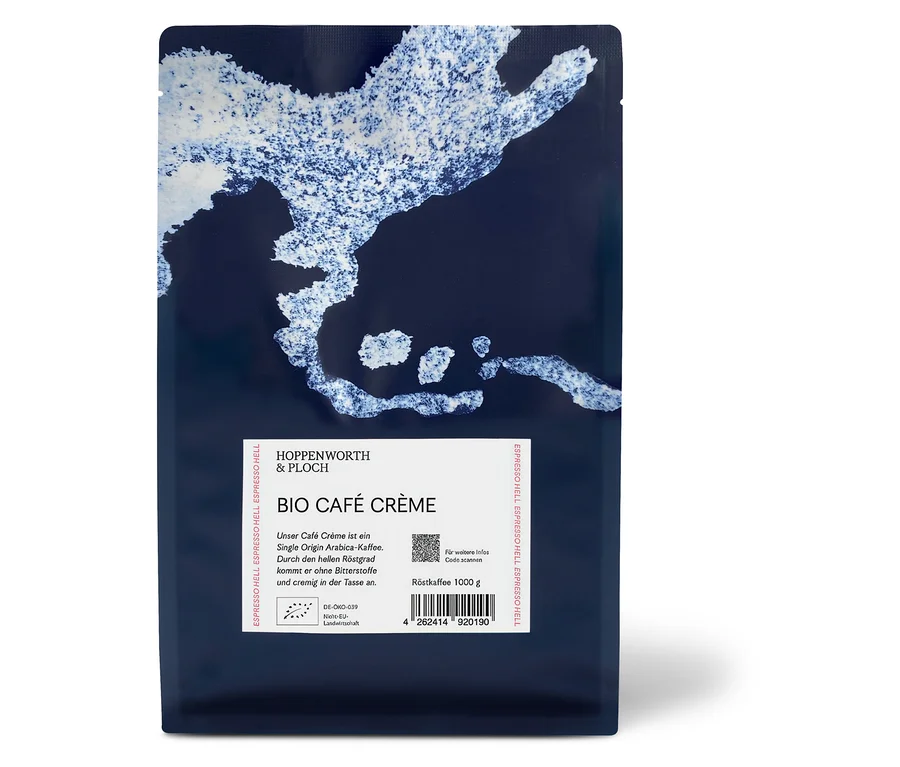 Hoppenworth & Ploch - Café Crème Bio - 1 kg Ganze Bohne