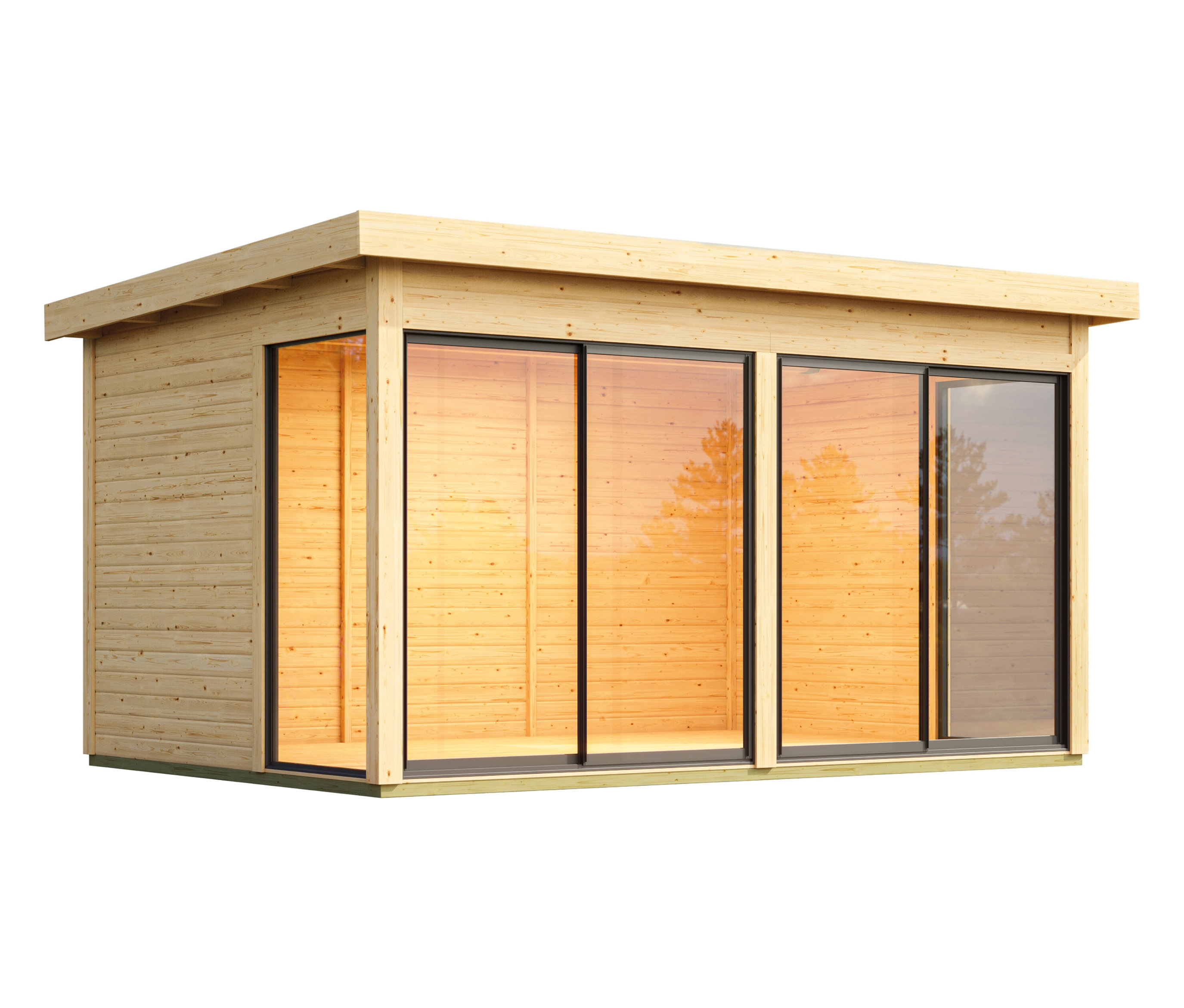 Karibu Modernes Gartenhaus »Noelia 5« mit Schiebetür und Dacheindeckung - 428,5x308,5x253cm - anthrazit - - Holz
