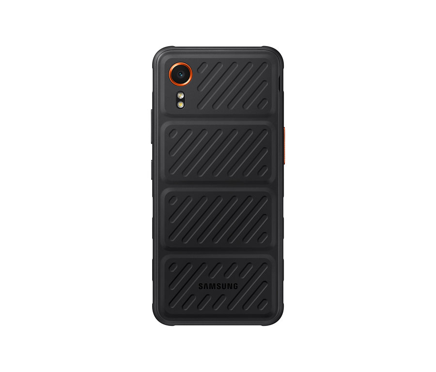 Detailansicht des schwarzen Samsung Galaxy XCover7 EE 5G.