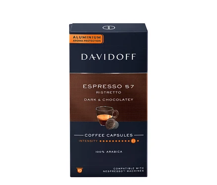 Packung DAVIDOFF CAFÉ Espresso 57 Kapseln.