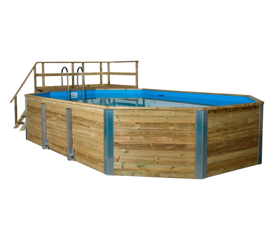 Weka Massivholz-Gartenpool inkl. Abdeckhaube, ca. 376 x 714 x 116 cm.