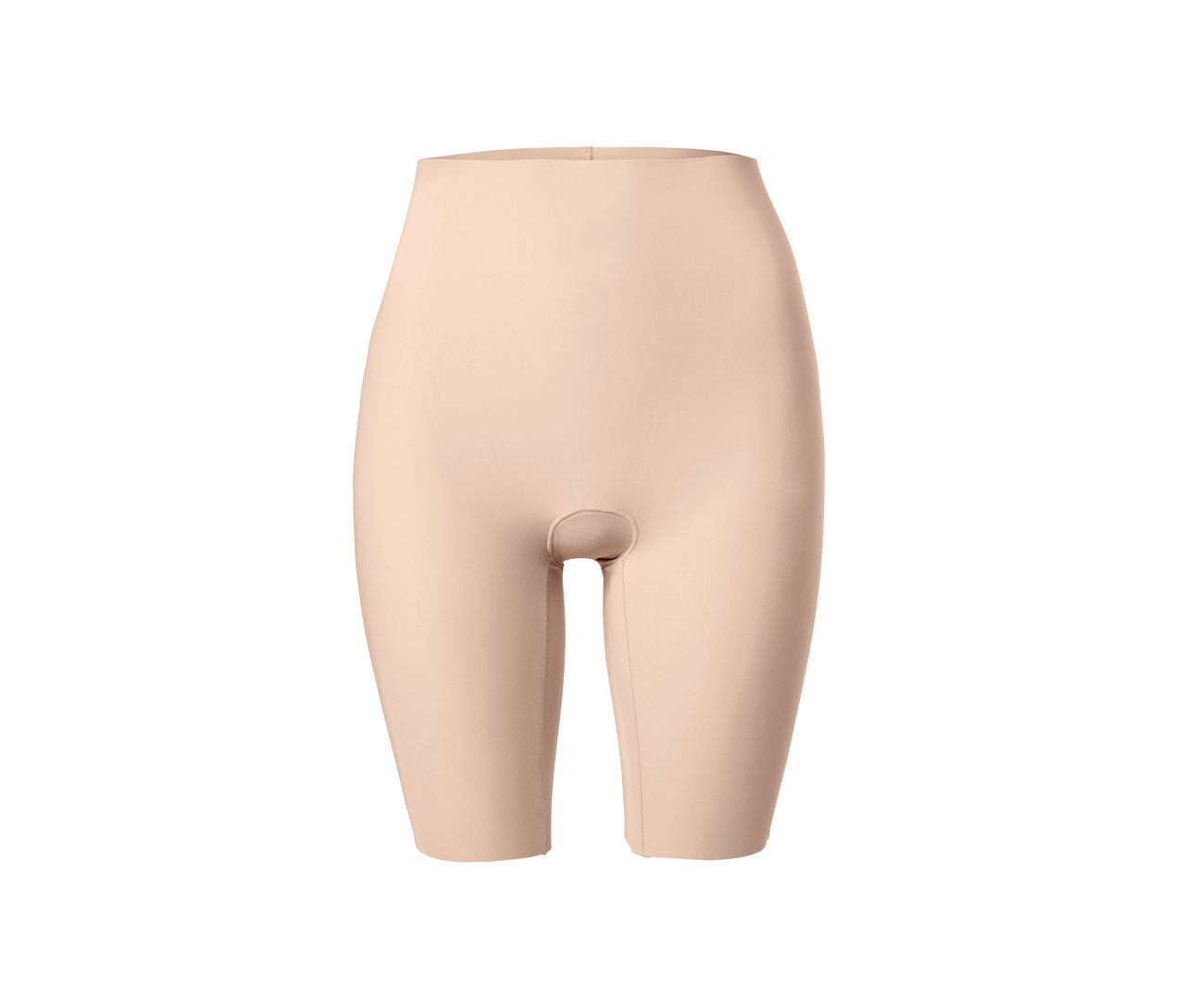 Bodyforming-Shorts in Beige auf weißem Hintergrund.