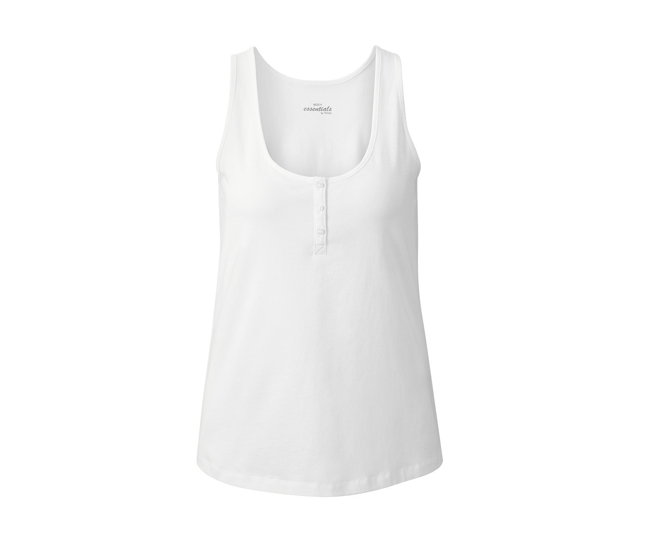 Weisses Top vom Shorty-Pyjama mit Knöpfen.