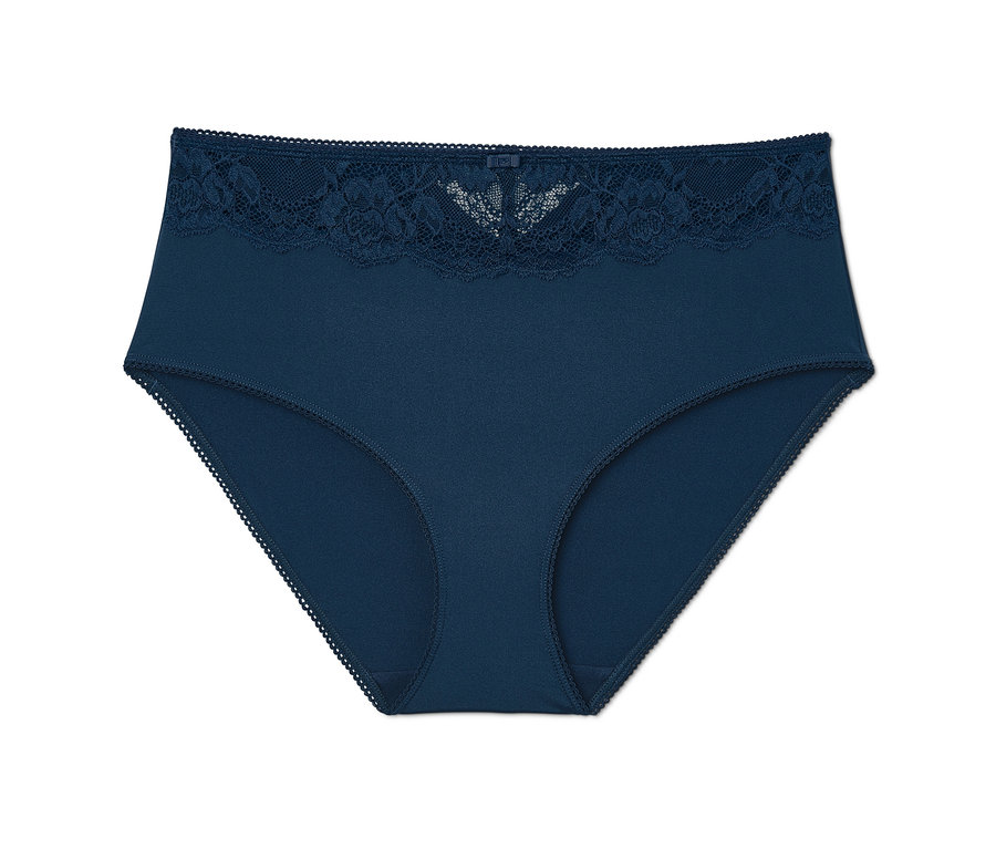 Marineblauer Taillenslip mit Spitze.