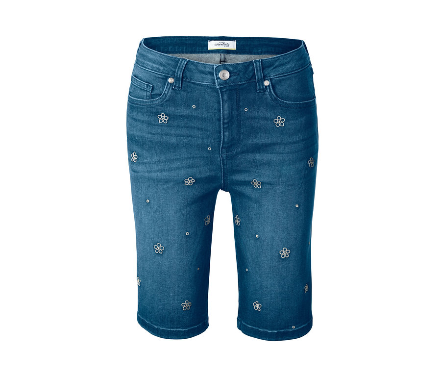 Jeans-Bermudas mit Blumenmuster.