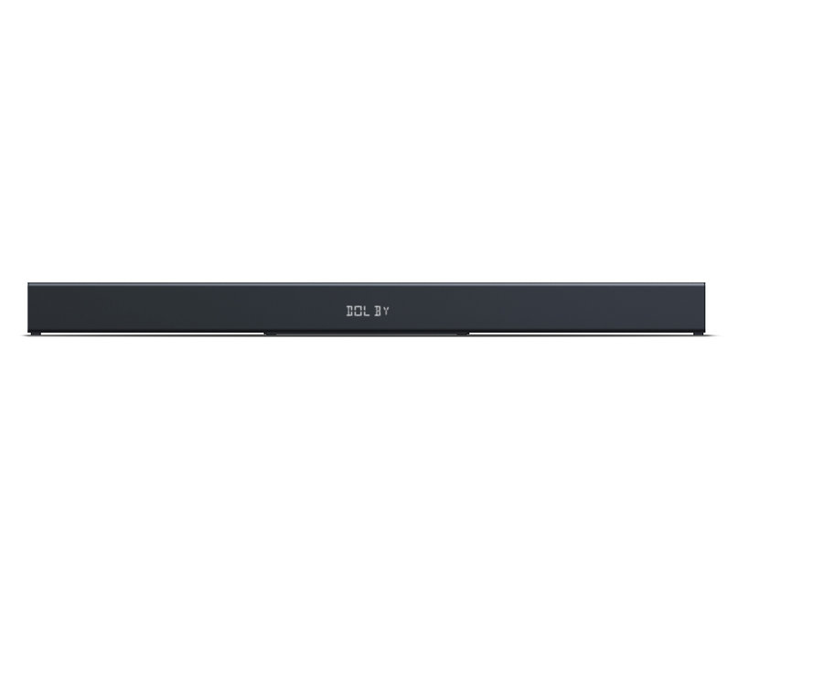 Ein schwarzer Philips Soundbar 2.1 mit integriertem Subwoofer »TAB8205« vor einem weißen Hintergrund.