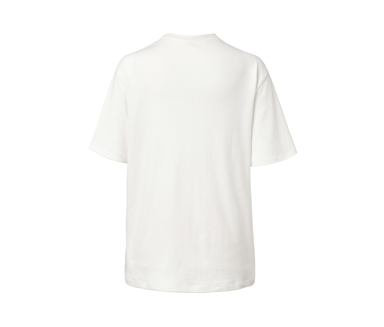 Rückseite eines weißen T-Shirts mit Statement-Print.