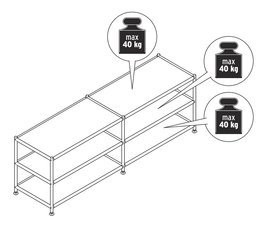 Zeichnung eines offenen Lowboards Metall »CN3«.