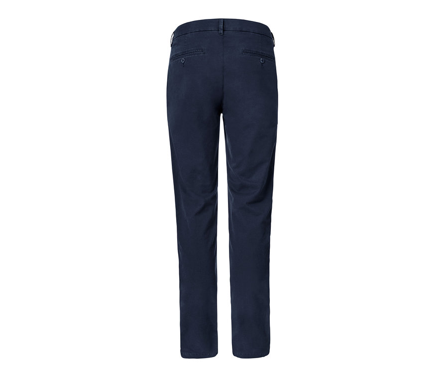 Marineblaue Chino Hose von hinten.
