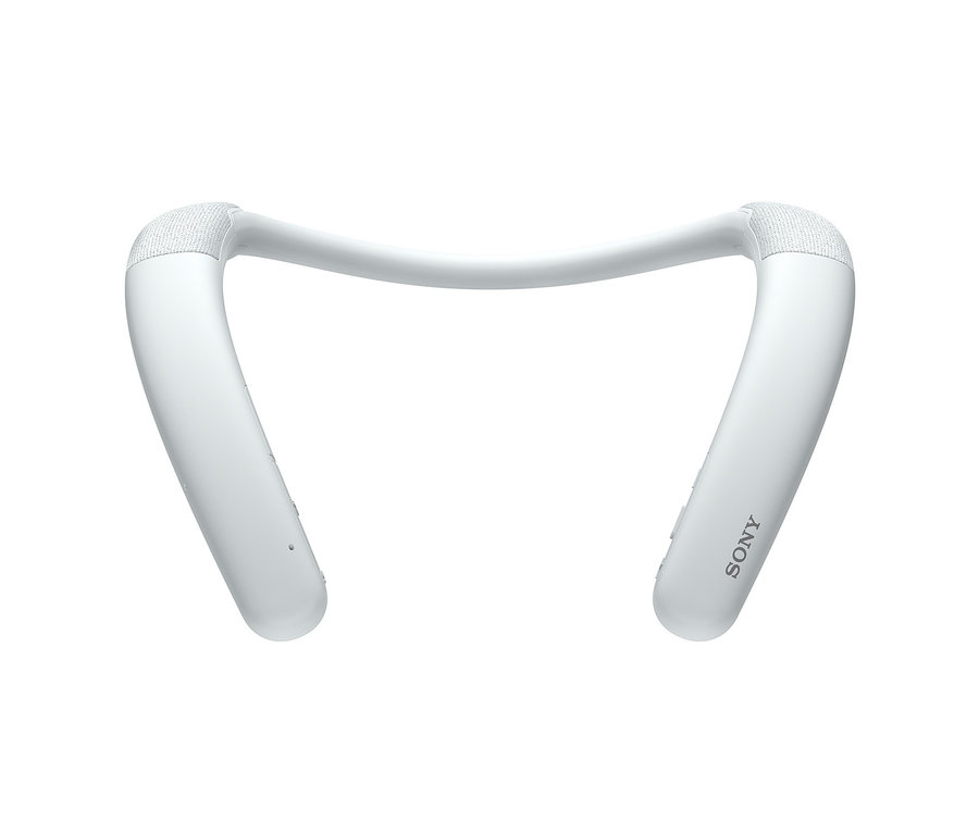 Weißer Sony Bluetooth-Nackenbügel-Lautsprecher »SRS NB10«.