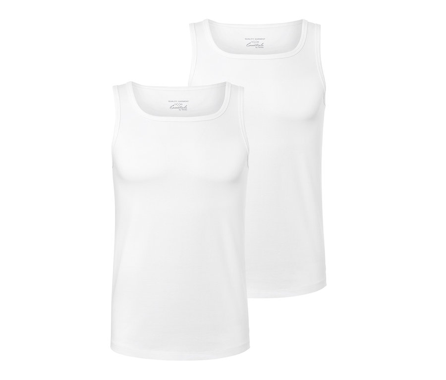 Zwei weiße Jersey-Unterhemden mit COOLMAX®.