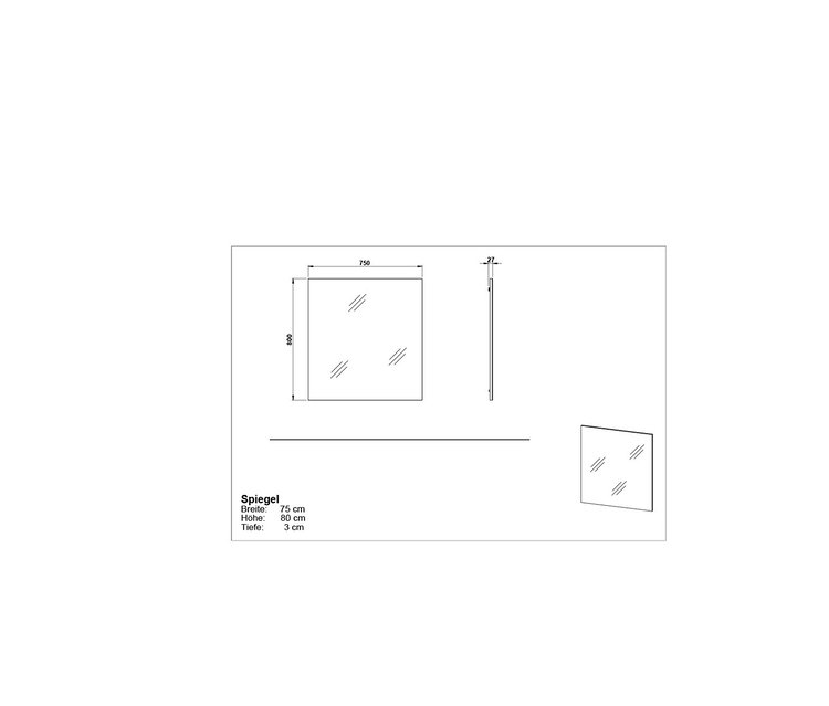 Eine schematische Darstellung des Germania Wandspiegels »GW-FREMONT«.