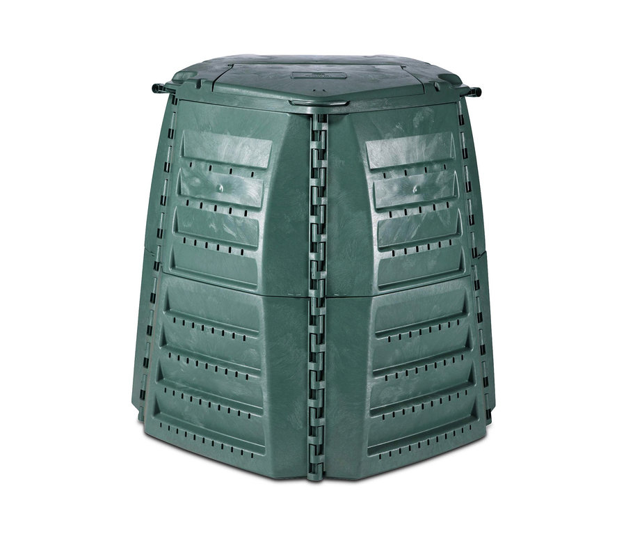 Ein grüner Garantia THERMO-STAR Komposter mit 600 l Fassungsvermögen.