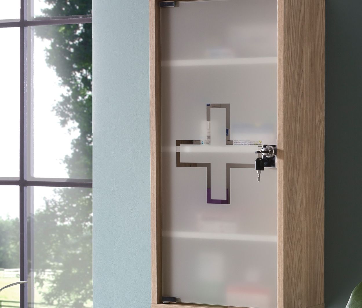 Thumbnail - Tchibo - Medikamentenschrank - 34,5x19,5x71,5cm - braun - Holz / Glas / Metall