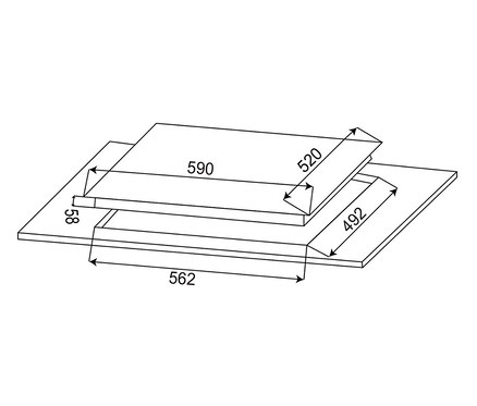 Das Diagramm zeigt die Abmessungen des Respekta®-Induktions-Glaskeramikkochfelds »KM4295i«.