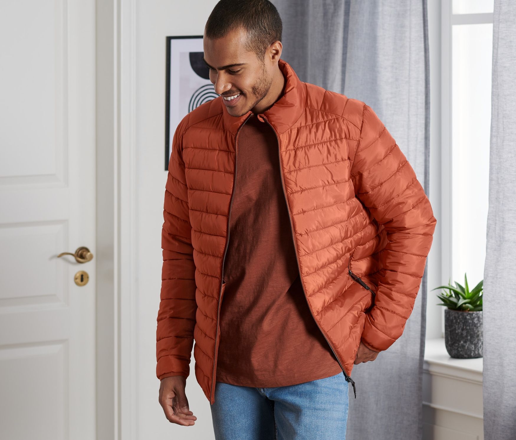 Thumbnail - Tchibo - Steppjacke - Herren - Gr. S - orange