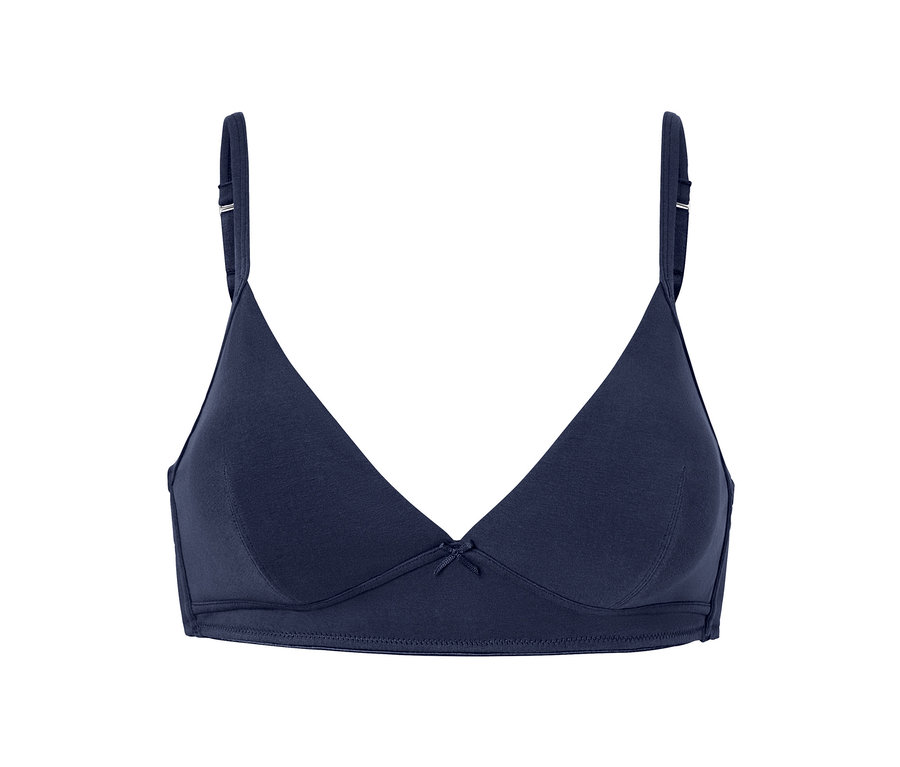 Detailansicht eines blauen Soft-BHs aus einem 2er-Pack.
