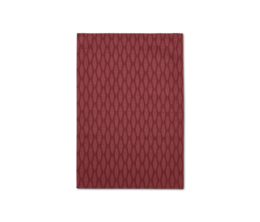 Rotes Geschirrtuch mit Blattmuster, 3 Stück.