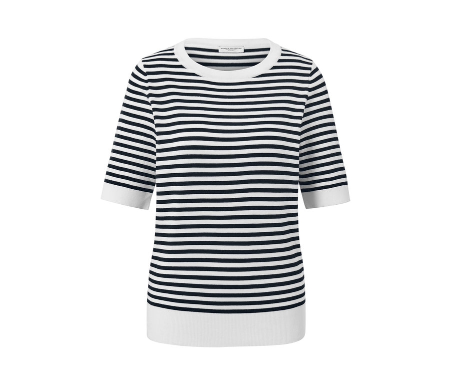 Gestreifter Feinstrickpullover.