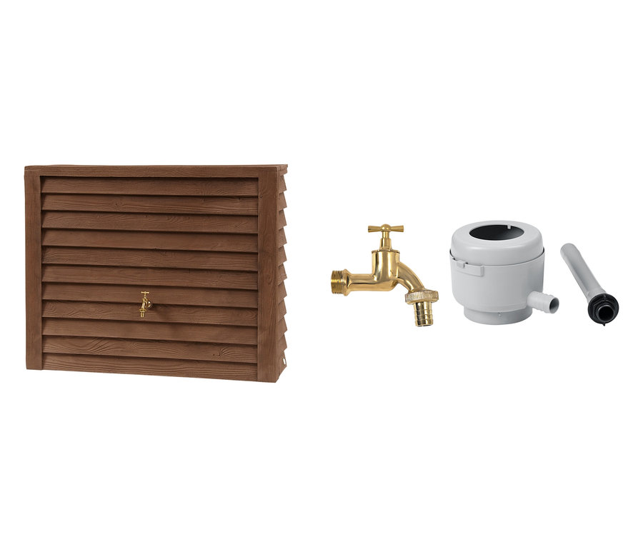 Brauner Garantia Wandtank-Komplett-Set »Woody«, ca. 350 l, darkwood Wasserbehälter aus Holz.