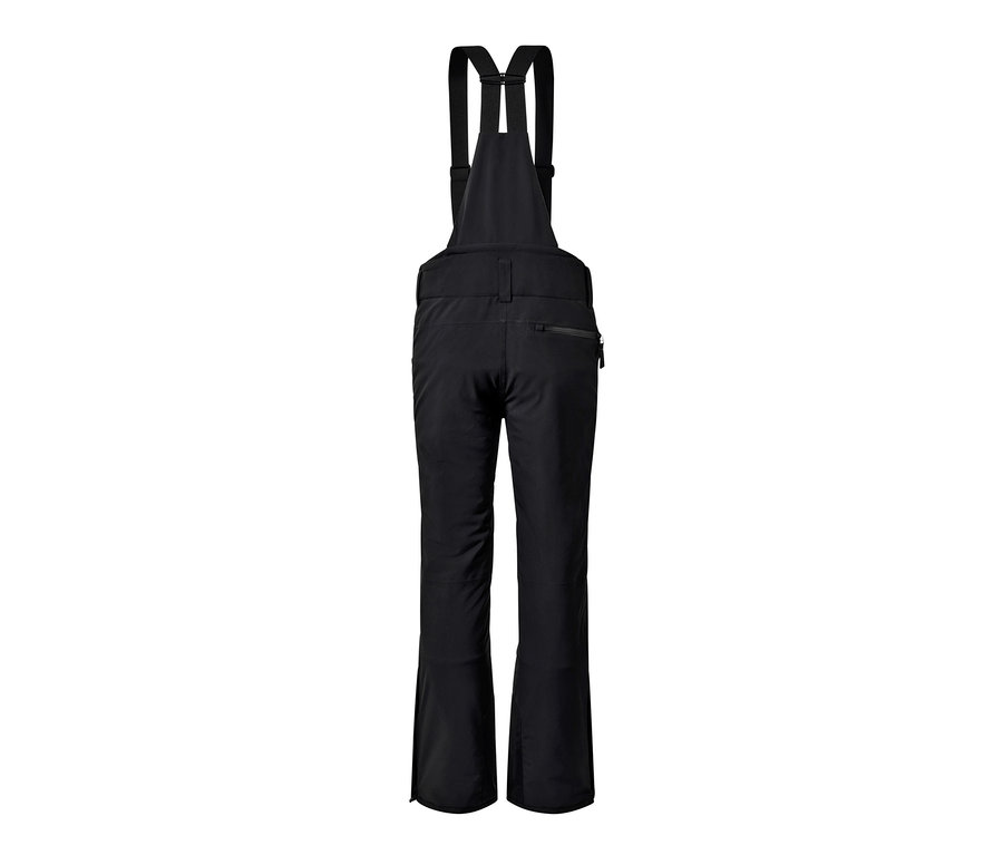 Schwarze High-Tech-Skihose mit Hosenträgern von hinten.