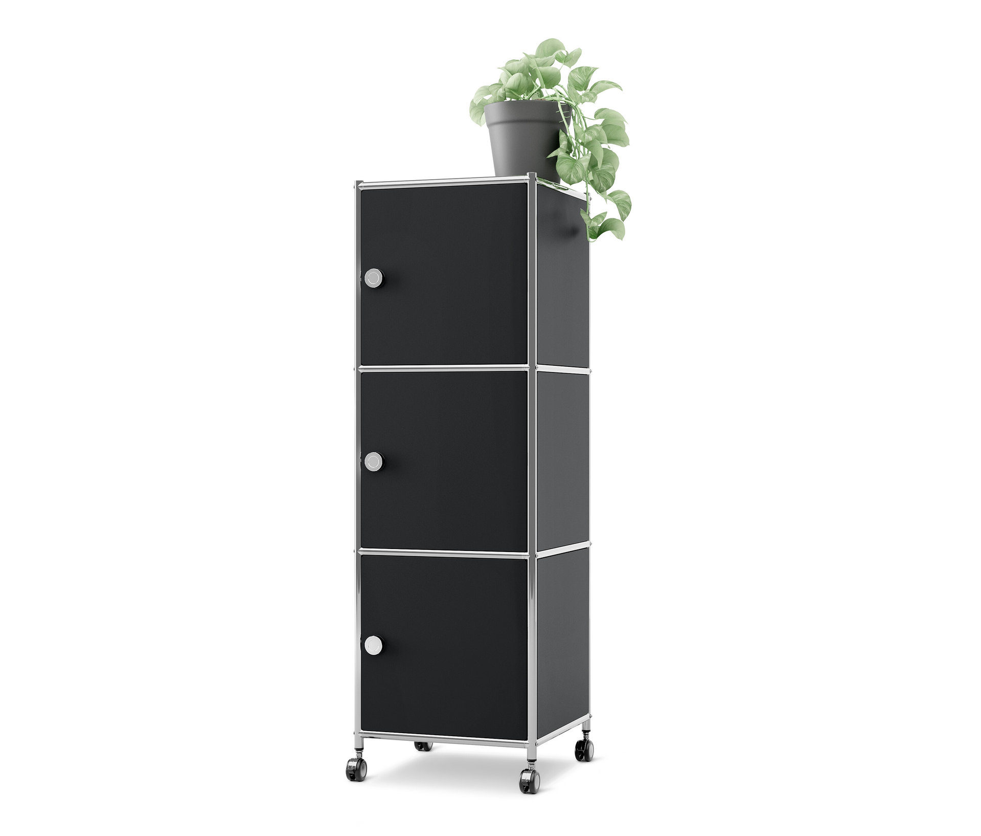 Tchibo - Rollcontainer Metall »Cn3« mit 3 Türen - 40x40x127cm - schwarz - - Stahl / Aluminium