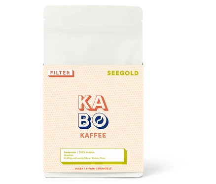 Packung KABO - Seegold Filterkaffee - 250 g Ganze Bohne.