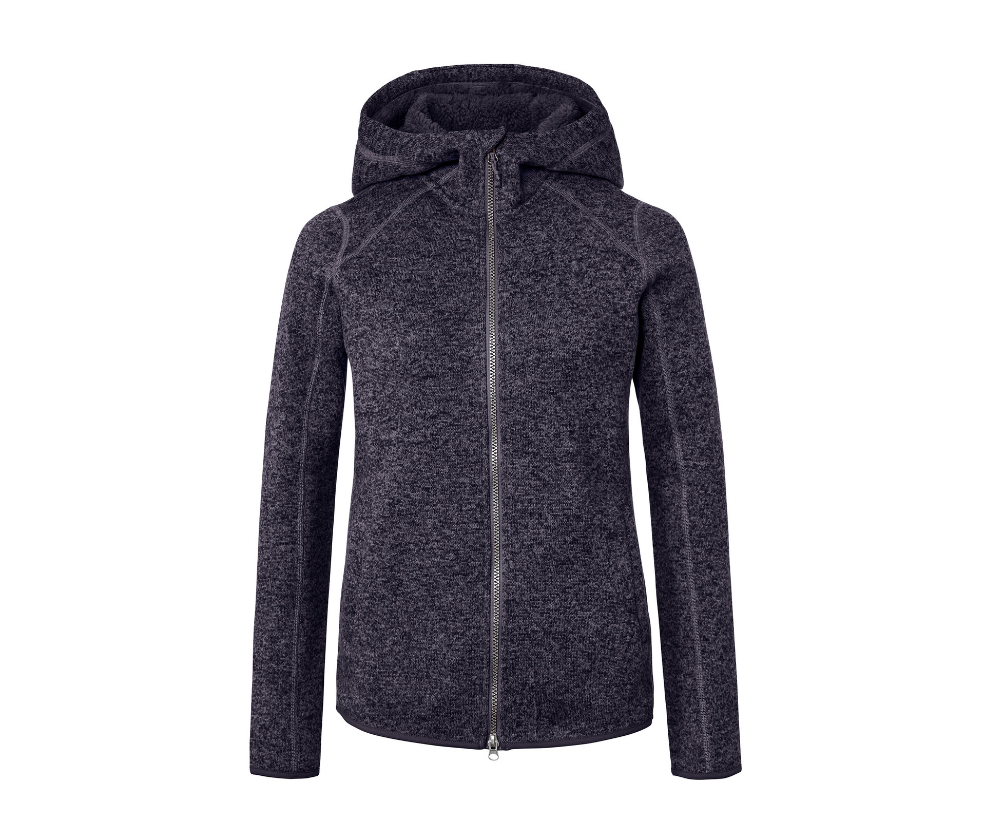 Kapuzen-Strickfleecejacke - Damen - Gr. S - dunkelblau - dunkelblau
