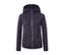 Dunkelblau melierte Kapuzen-Strickfleecejacke.
