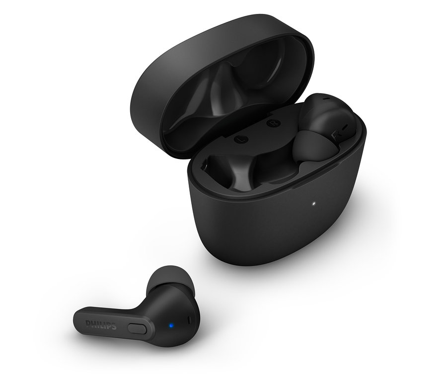 Schwarze Philips TWS-In-Ear-Kopfhörer »TAT2206« mit Ladecase.