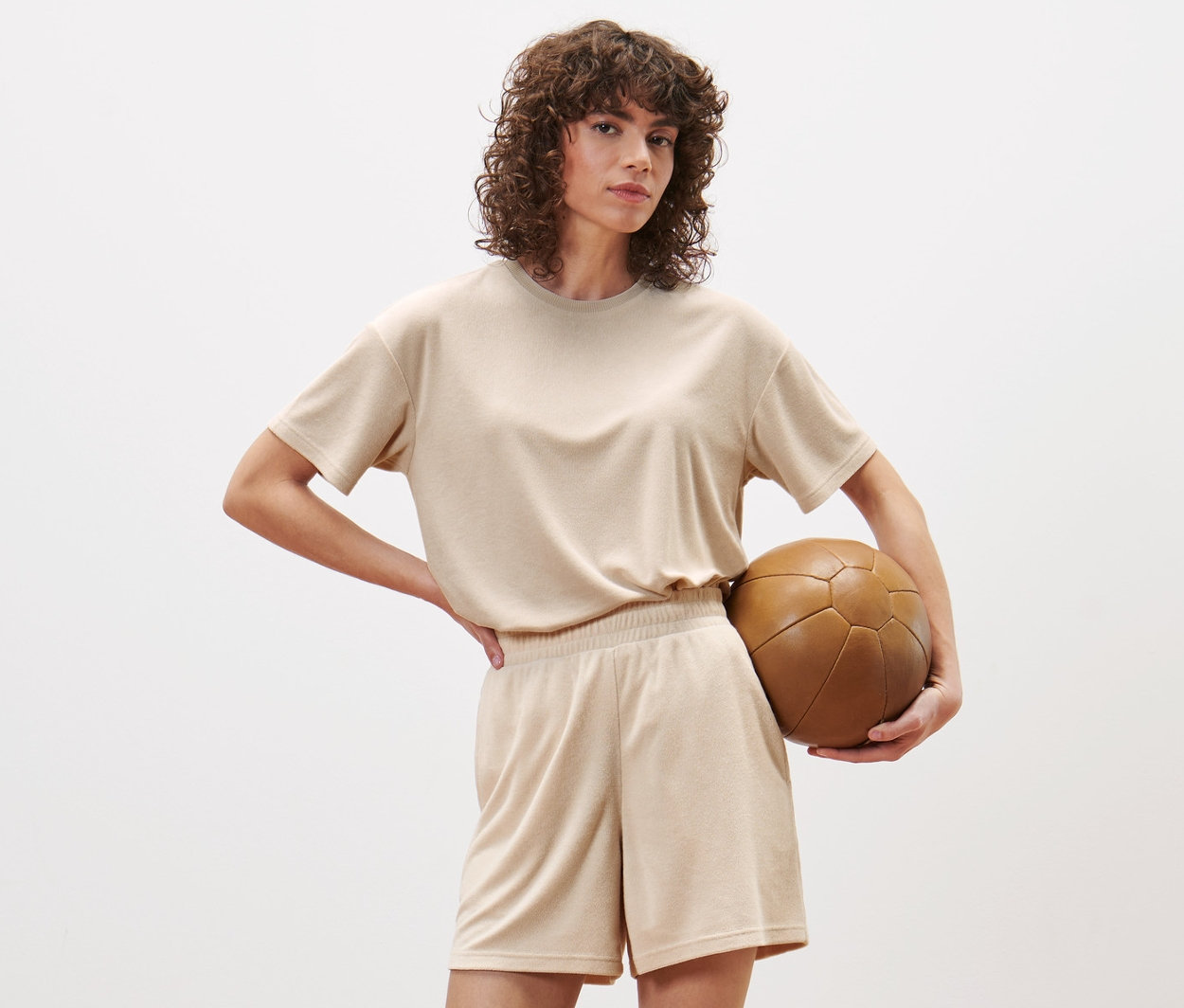 Thumbnail - Tchibo - Frottier-Sportshorts - Damen - Gr. S - beige