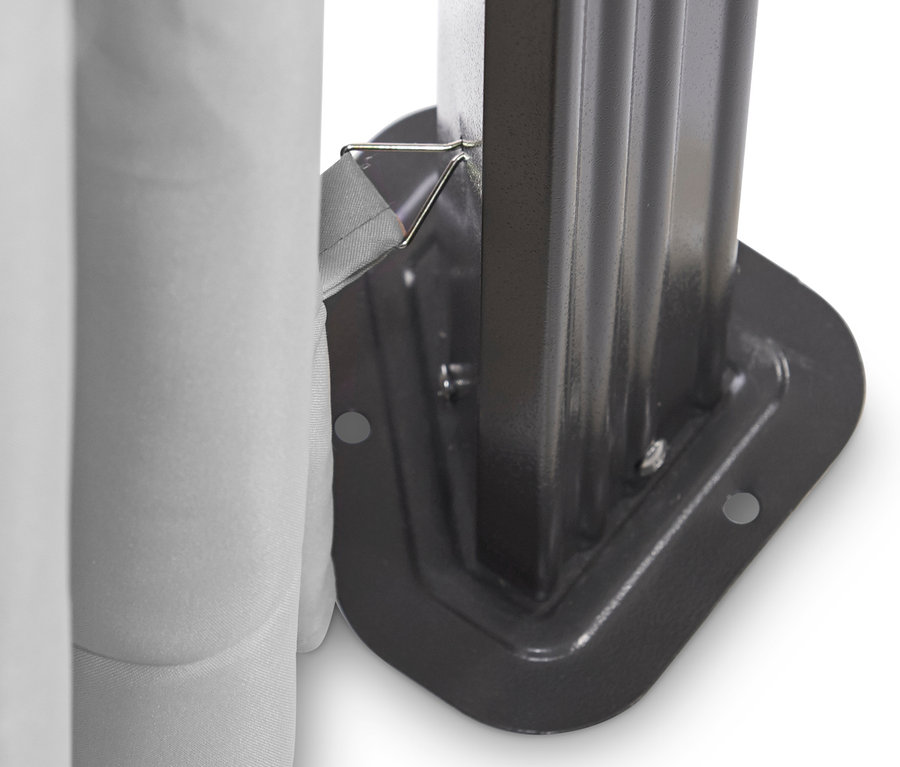 Detailansicht eines hellgrauen Profi-Pavillons, 300 x 365 cm.