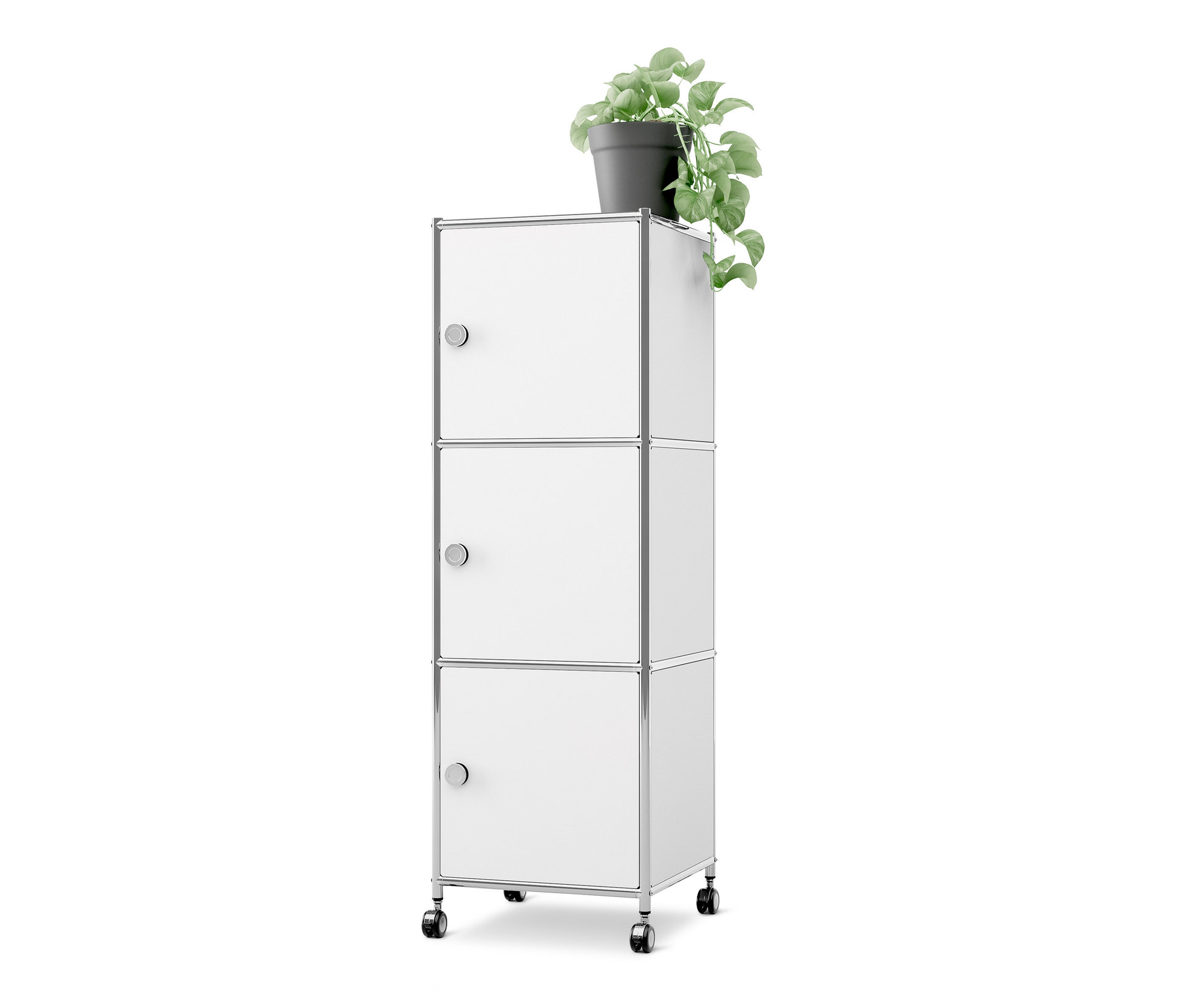 Tchibo - Rollcontainer Metall »Cn3« mit 3 Türen - 40x40x127cm - chrom - - Stahl / Aluminium